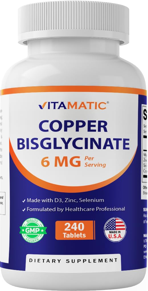 Vitamatic Copper Bisglycinate 6 mg 240 Tablets