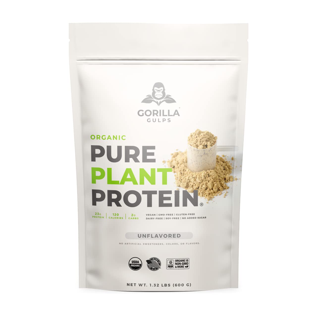 Gorilla Gulps USDA Certified Organic Plant Protein Powder, 21.1644