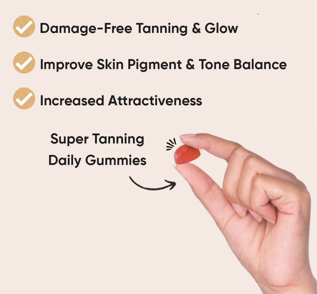 Bronze Bites Organic Tanning Gummies with Astaxanthin & Beta-Carotene, Peach Mango, 60 Count