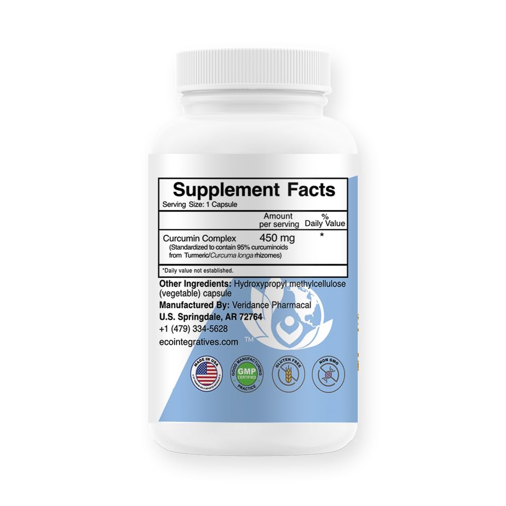 EcoIntegratives Turmeric Curcumin Curcuminoid Complex 450mg Capsule, 100 Vegetable Caps