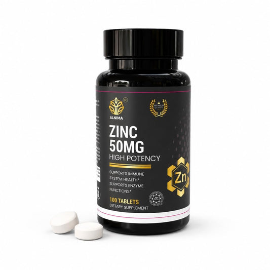 ALNIMA Halal Zinc 50 mg – Immune & Antioxidant Support Supplement for Men and Women Tablet, 100 Tablets