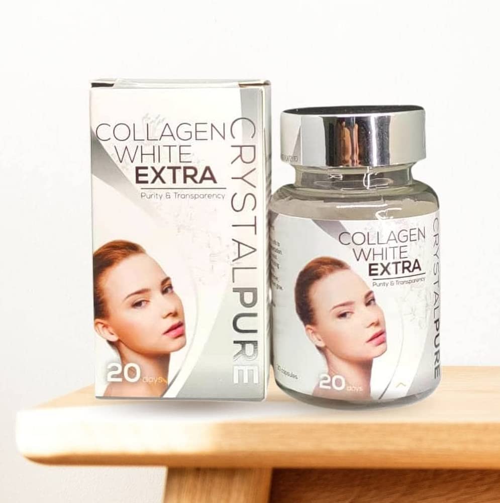 Elizkof Beauty Store Collagen White Extra Crystal Pure Skin Glutathione Supplement Capsules, 40 Count