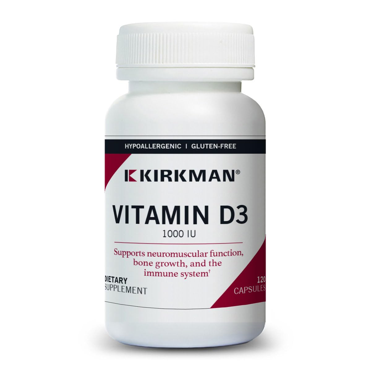 Kirkman Vitamin D-3 1000 IU Hypoallergenic Capsule 120 Capsules