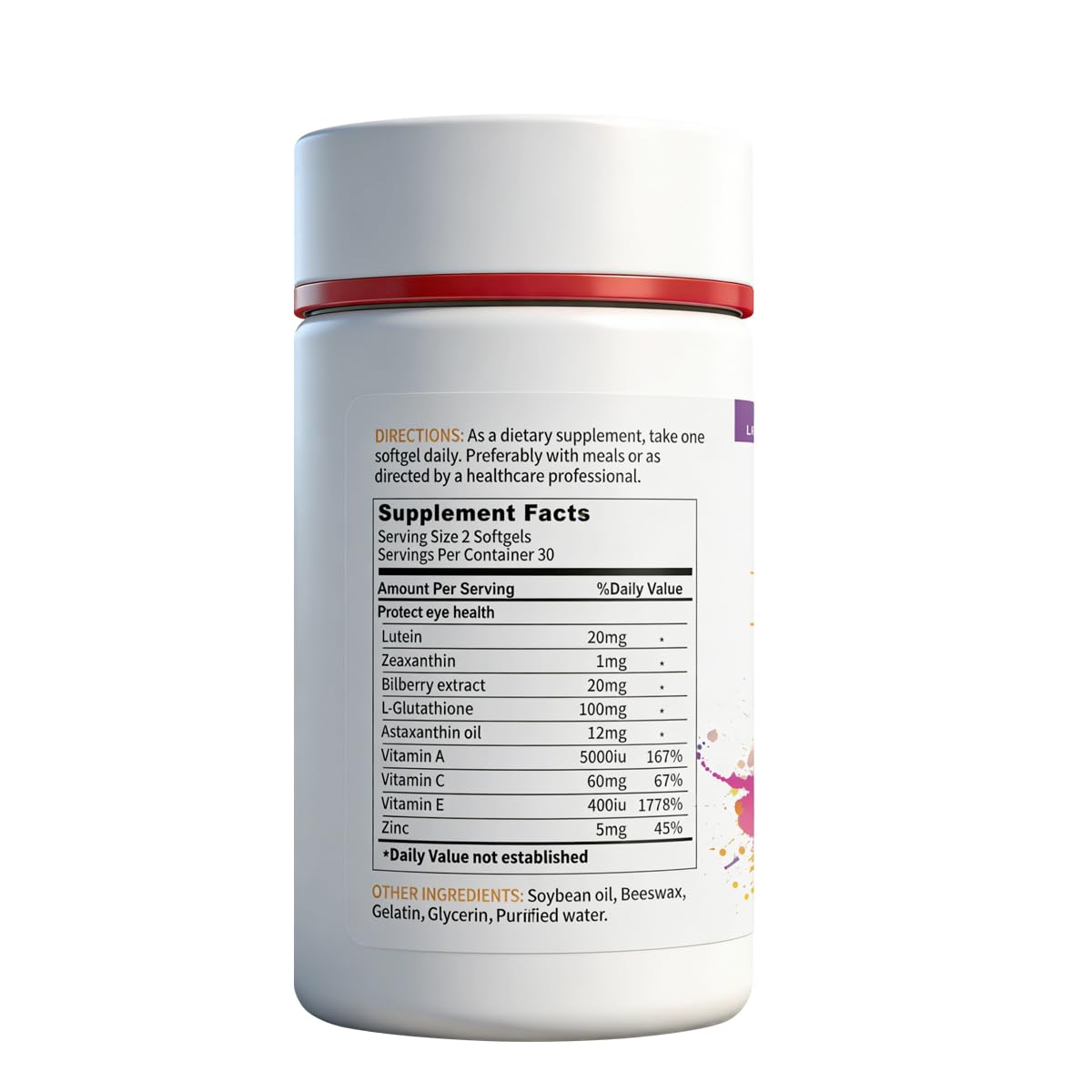 RoyaVita Lutein & L-Glutathione Softgel Zeaxanthin Supplement with Vitamin C & Vitamin E, 60 Softgels