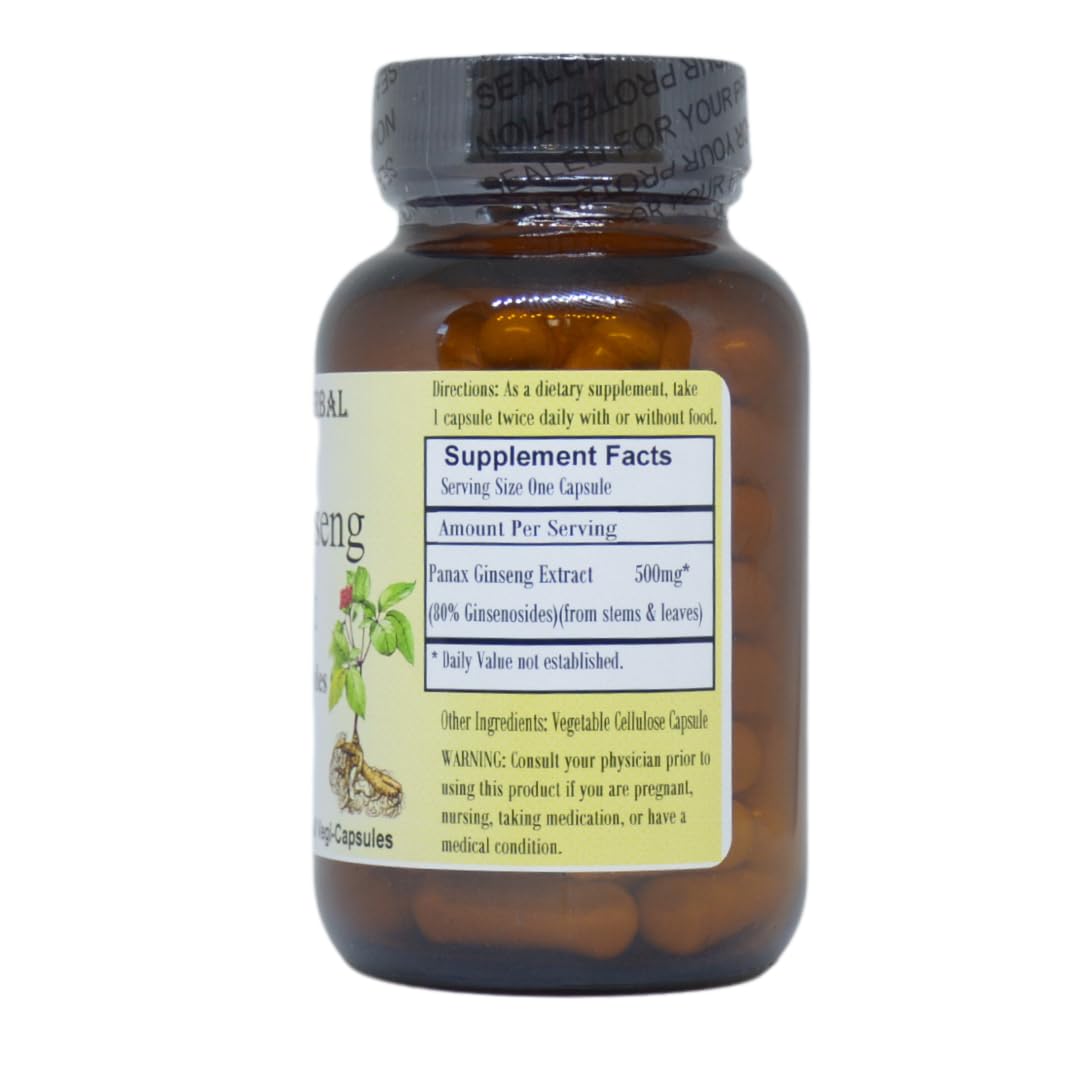 Barlowe's Herbal Elixirs Panax Ginseng Extract 80% Ginsenosides Powder 60