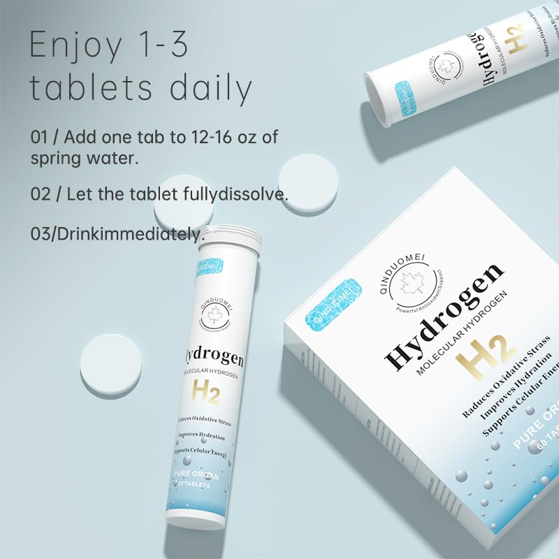 QINDUOMEI Hydrogen Water Tablets H2 Molecular Tabs, 60 Tablets