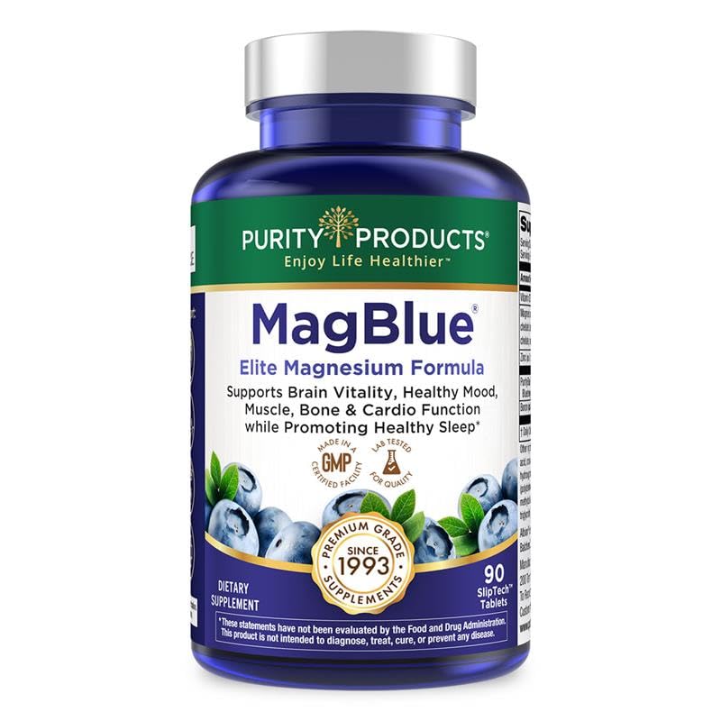 Purity Products MagBlue Magnesium Bisglycinate Buffered & More, 90 Tablets
