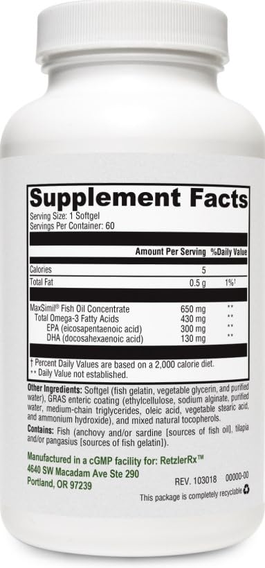 HormoneSynergy Omega 650 EC Fish Oil Softgels 60 Count