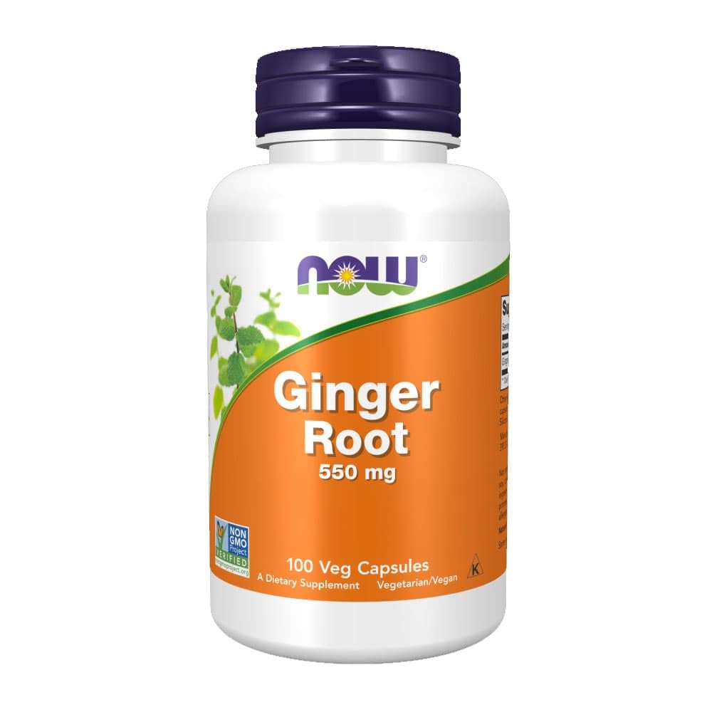 NOW Foods Ginger Root 550 mg Capsules, 100 Count