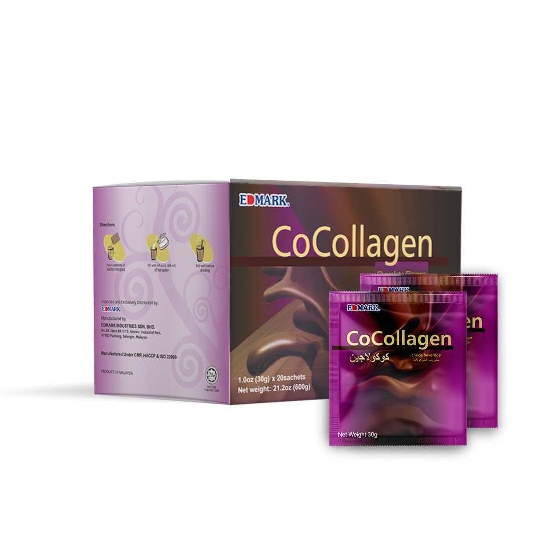EDMARK COCOLLAGEN Flavored Powder, Marine Collagen with Natural Extracts, 20 Sachets
