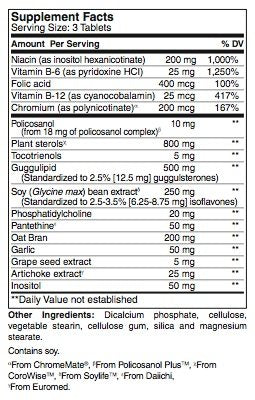 Healthy Aging Nutraceuticals Cholesterol Support Complex Tablets, High-Dose Policosanol, Plant Sterols, Homocysteine Factors, 1