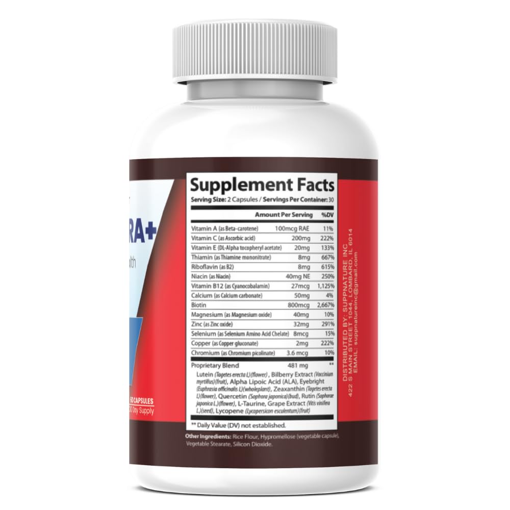 SuppNature VisionUltra+ Eye Support Supplement Premium Blend Capsule 60 Count