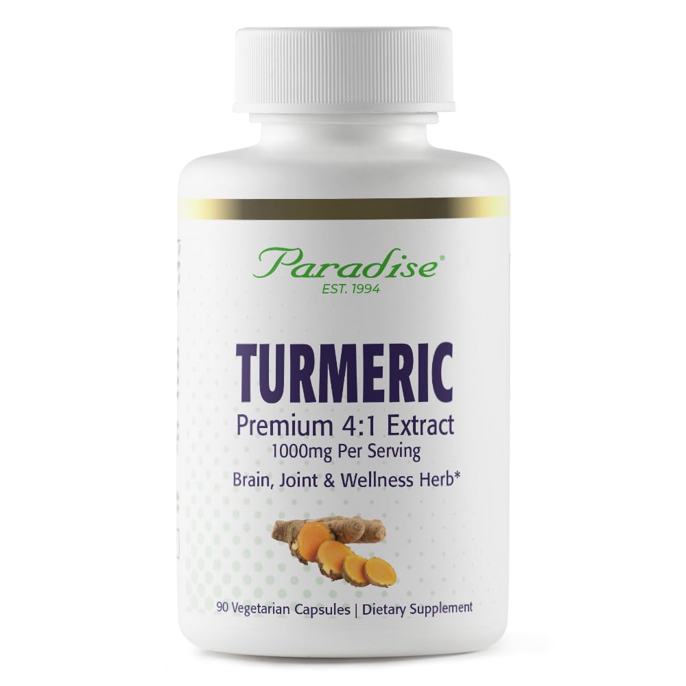 Paradise Herbs Organic Turmeric Rhizome 4:1 Extract Capsules 90 Count