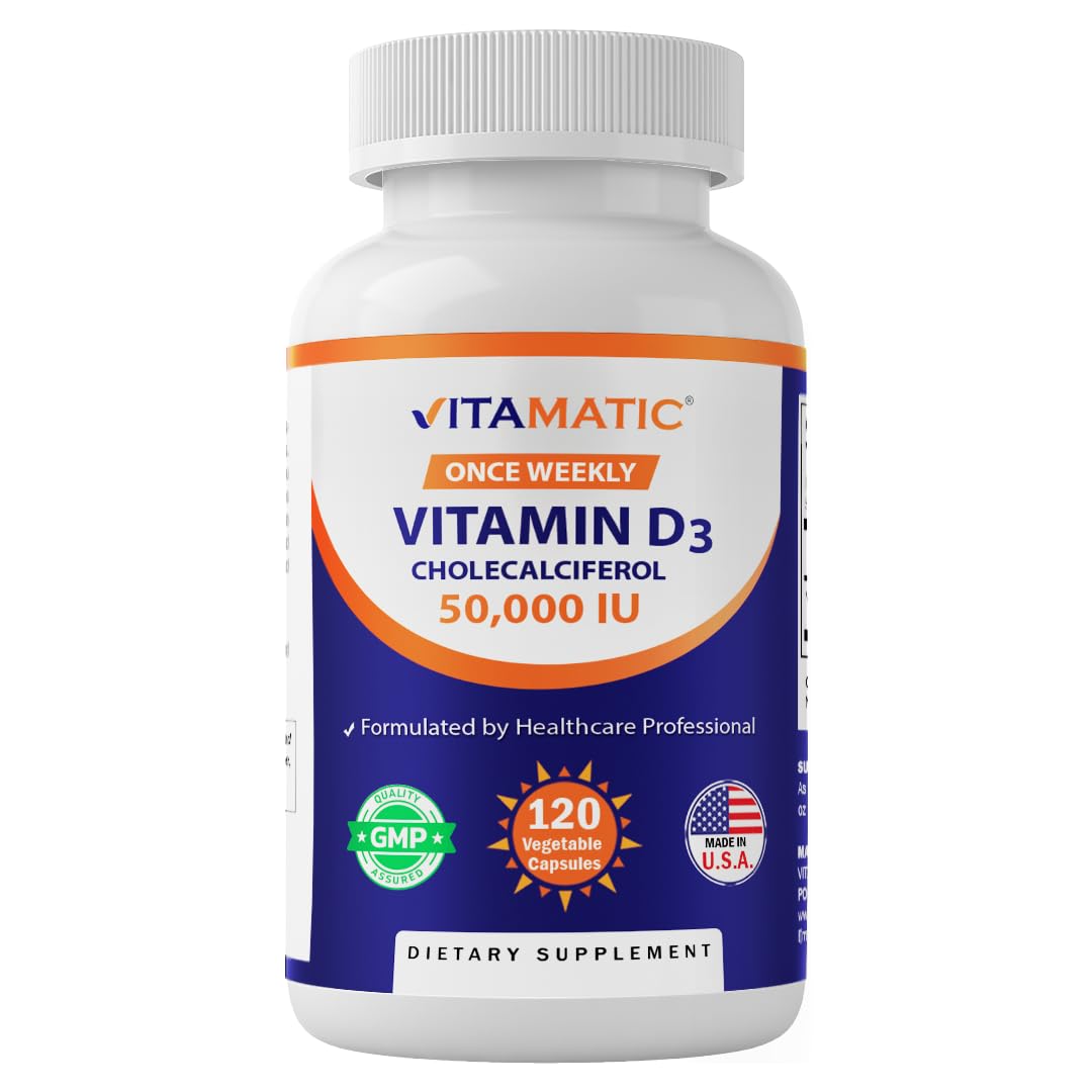 Vitamatic Vitamin D3 50,000 IU Capsule, 120 Veggie Capsules
