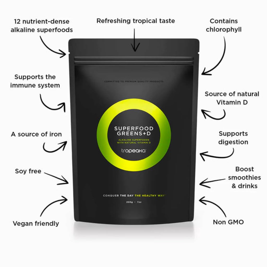 Tropeaka Superfood Greens + D Powder, 20 Servings