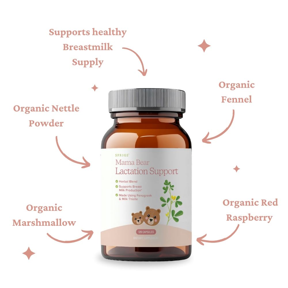 SPRIGS Mama Bear Herbal Lactation Support Capsule, 120 Count