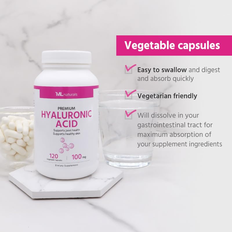 ML Naturals Hyaluronic Acid 100mg (Per Serving) 120 Capsules