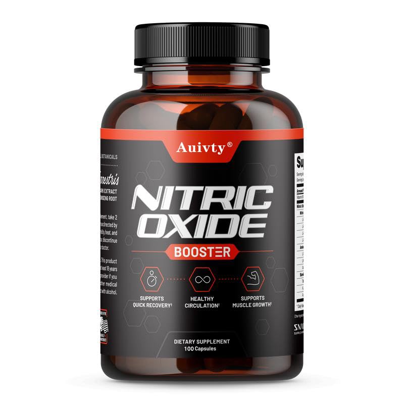 Auivty Nitric Oxide Booster Supplement – L-Arginine, L-Citrulline & Beet Root – Energy & Performance Support Softgel, 100 Count