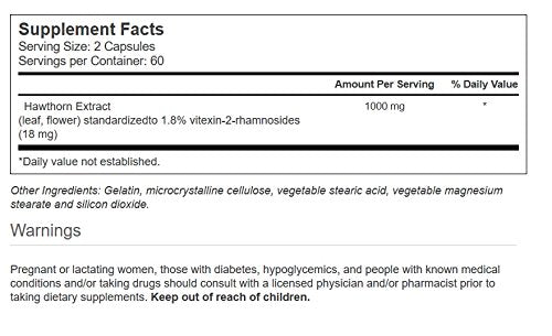 Vitacost Brand Standardized Hawthorn Extract - 1000 mg per Serving Capsules, 120 Count