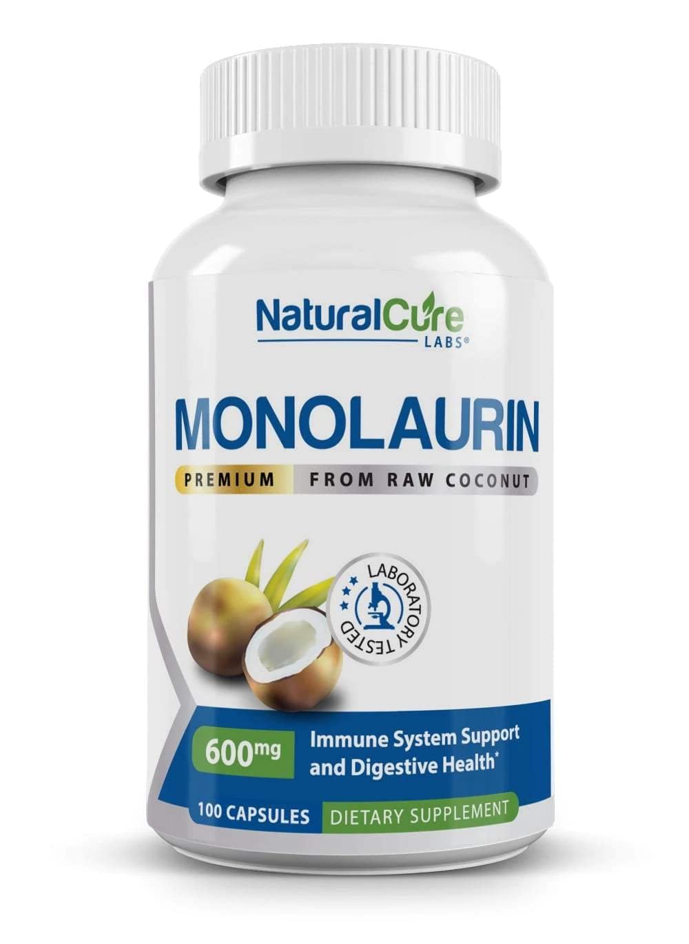 Natural Cure Labs Monolaurin 600mg + L-Lysine with Monolaurin 1:1 Ratio Capsule