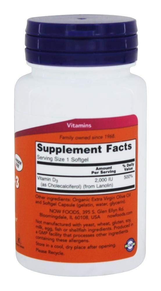 NOW Foods Vitamin D-3 High Potency Softgel 240 Softgels