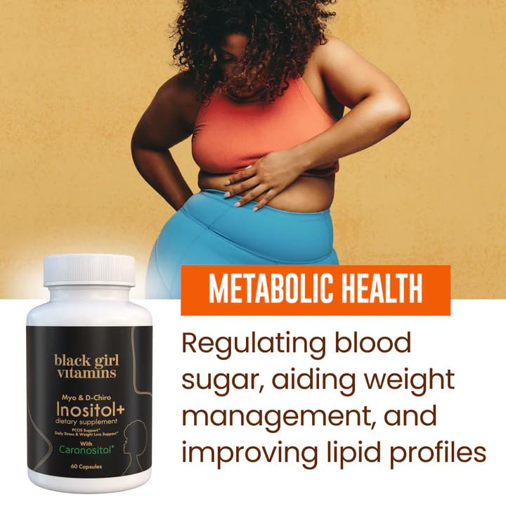 Black Girl Vitamins Inositol Supplement 2000mg Myo + 50mg D-Chiro, Vegan Capsules, 60 Count
