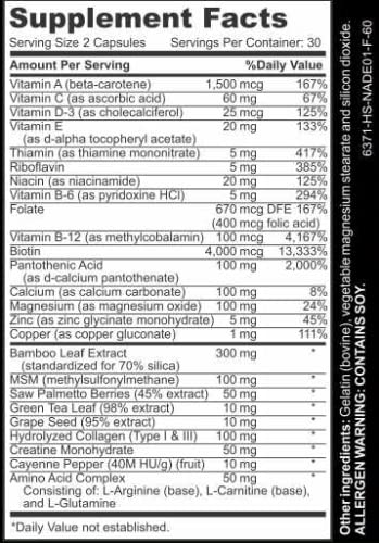 Beautifully Bamboo Ultra Vitamin for Skin, Hair, and Nail Growth Capsule, 60 Capsules