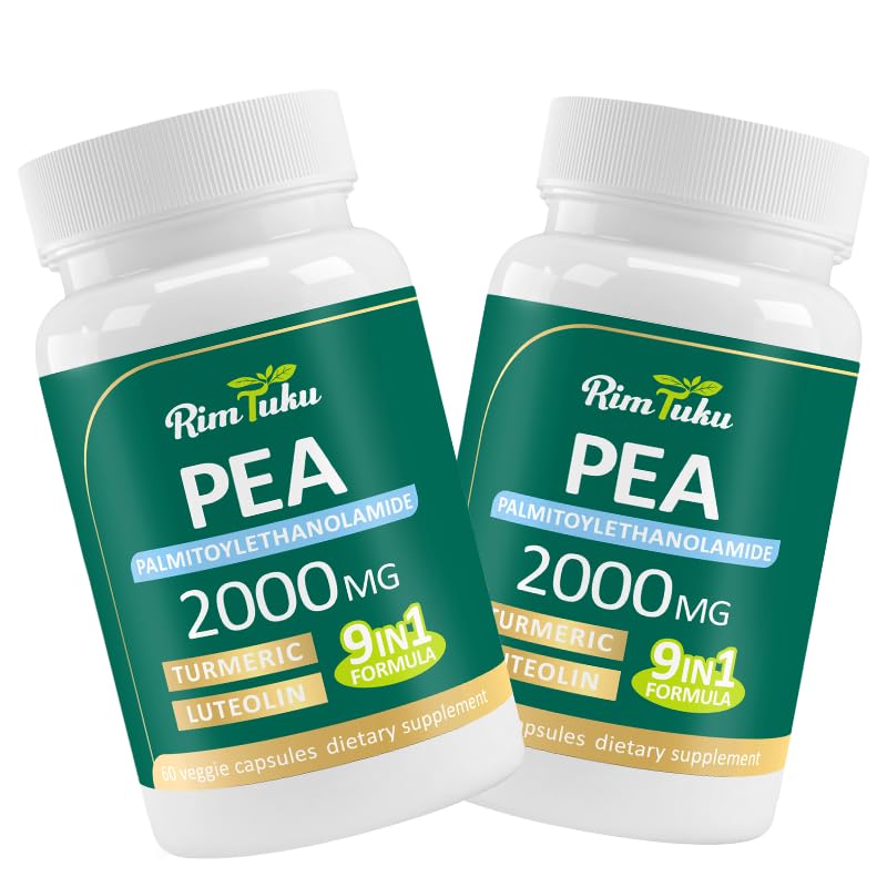 RimTuku Liposomal Palmitoylethanolamide 2000mg + Luteolin 200mg + Turmeric 200mg & Fisetin 100mg, Micronized Pea 99% Highly Purified Enhanced Absorption Pea Supplement, 120 Capsules