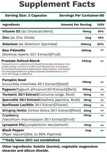 Generic Pumpkin Seed Oil and Saw Palmetto Softgel 120 Count