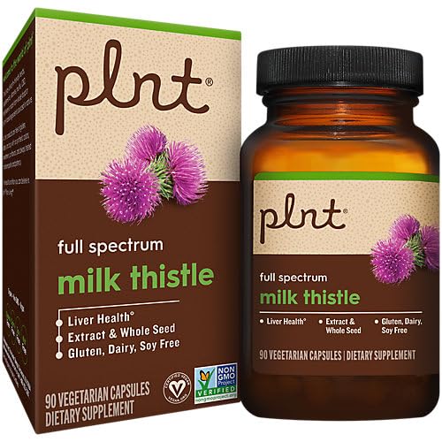 plnt Milk Thistle for Liver Health - Full Spectrum Extract & Whole Seed Capsules, 90 Count