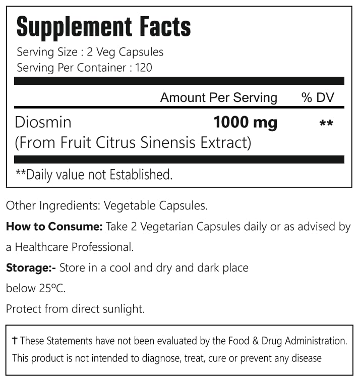 VitaCosmoX Diosmin Capsules, 480 Count