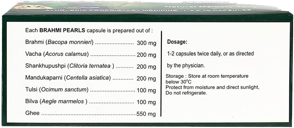 Generic Senta Ayurvedic Brahmi Pearls Capsules, 40 Count