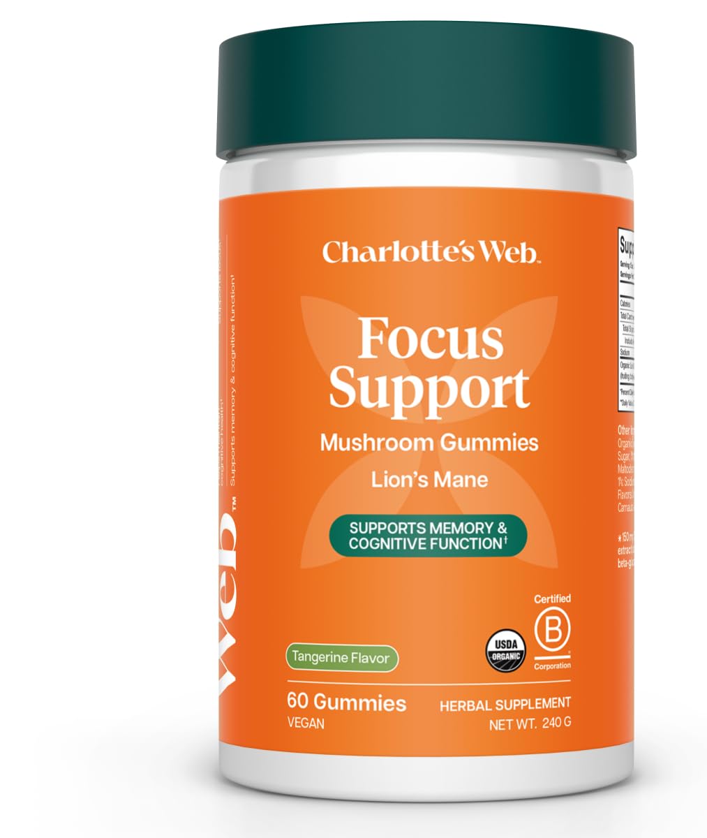 Charlotte's Web Focus Support Mushroom Gummies with Lion's Mane, 60 Gummies