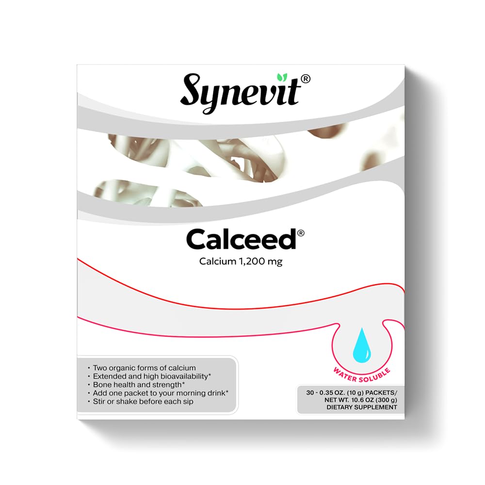 Synevit Calceed Calcium Supplement Powder Packets, 1200mg Organic Calcium, 30 Packets