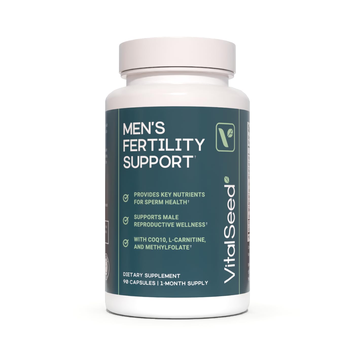 Vital Seed Fertility Support for Men - Sperm Health Prenatal with CoQ10, Zinc, Folate, L-Carnitine & More, 90 Capsules