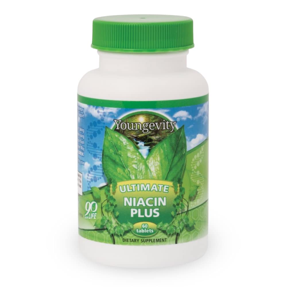 Youngevity Ultimate Niacin Plus 500 mg with Arjuna and Hawthorn Tablets, 60 Count