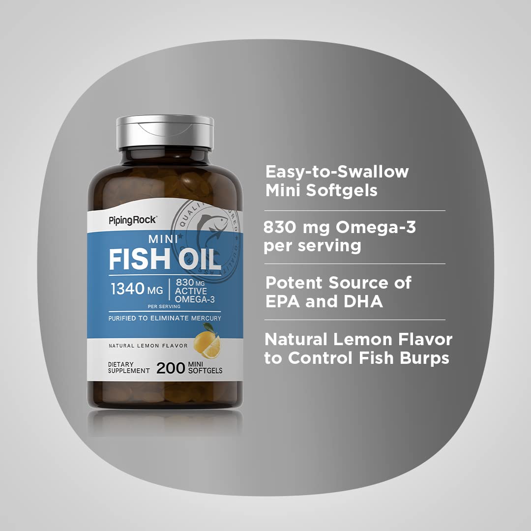 Piping Rock Fish Oil Omega-3 Supplement Softgels, 200 Count