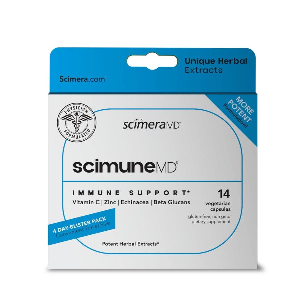 Scimera Bioscience Scimune Immune Support Supplement with Zinc, Quercetin, Vitamin C, Echinacea & Wellmune Beta Glucan, 14 Capsules
