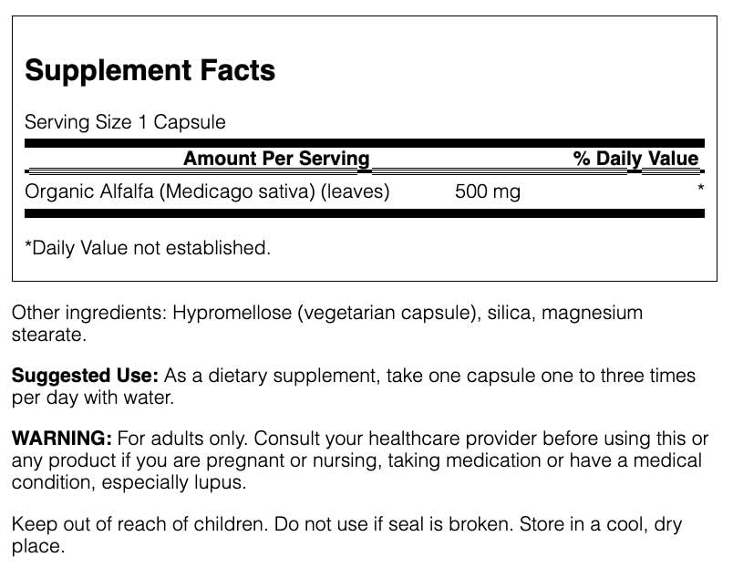 Swanson Alfalfa 500 mg Capsules 360 Count