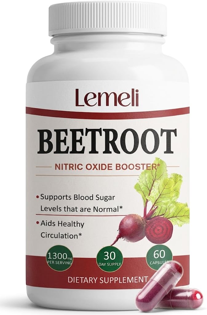 Lence Lemeli Beetroot 1300mg, Nitric Oxide Support Capsules, 60 Capsules
