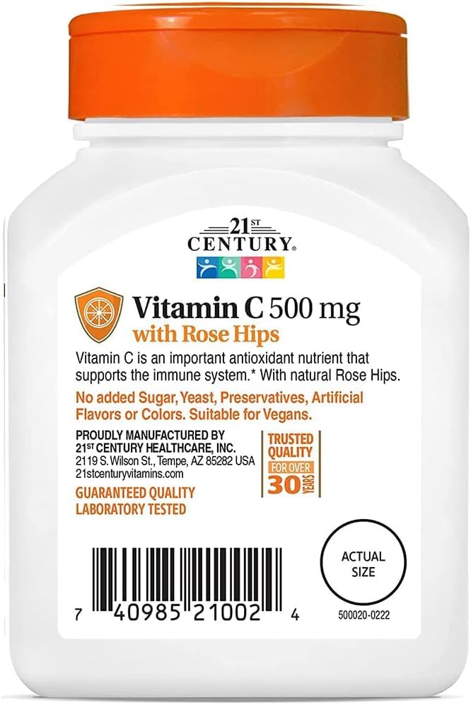 SMART MONKEY TECHNOLOGIES 21st Century Vitamin C with Rose Hips, 500 mg, 110 Tablets