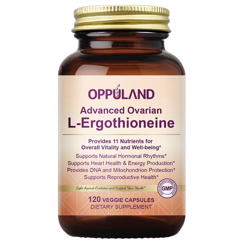 oppuland L-Ergothioneine Supplement for Women – Advanced Ovarian Support with Inositol, CoQ10, Vitex, and Multivitamins – Supports Fertility, Ovulation, Hormone Balance, 120 Capsules