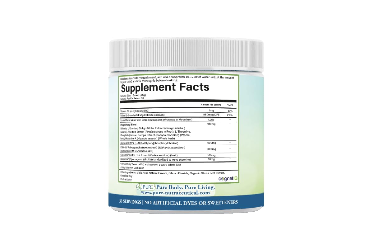 PURE Healthy Brain Nootropic Powder 5 oz
