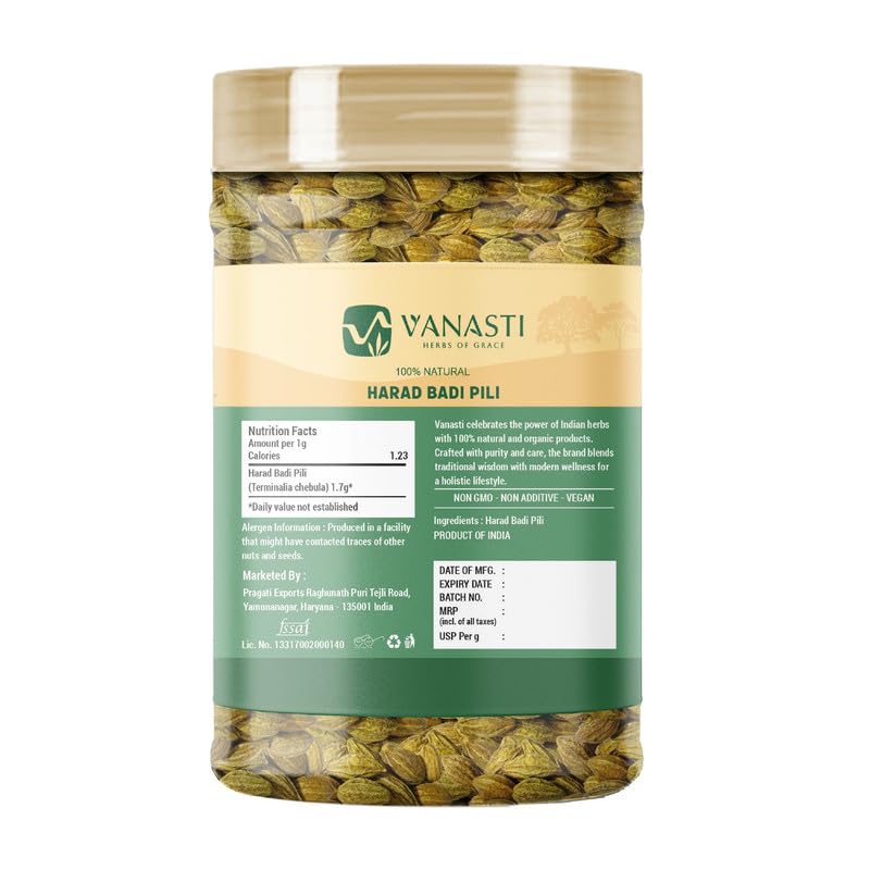 VANASTI Harad Badi Pili Haritaki (Yellow Terminalia Chebula) Powder, 3.52 oz