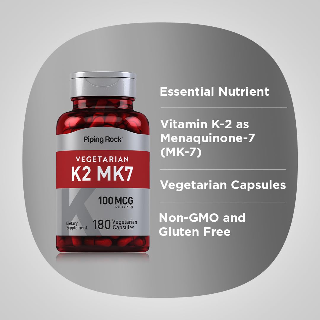 Piping Rock K2 MK7 Vitamin Supplement Capsule 180 Count