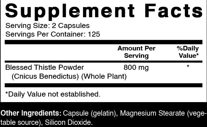Oxify Blessed Thistle 800 mg Per Serving Capsules, 250 Count