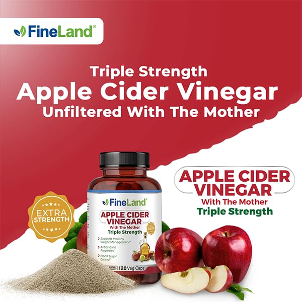 FineLand Apple Cider Vinegar Capsules with The Mother & Probiotics, 120 Veggie Capsules