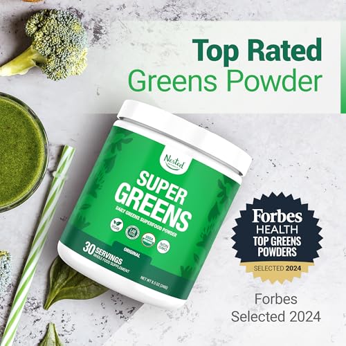 Nested Naturals Super Greens Daily Superfood Powder (Powder, 30 Servings) & Magnesium Glycinate Chelate (Capsules, 120)