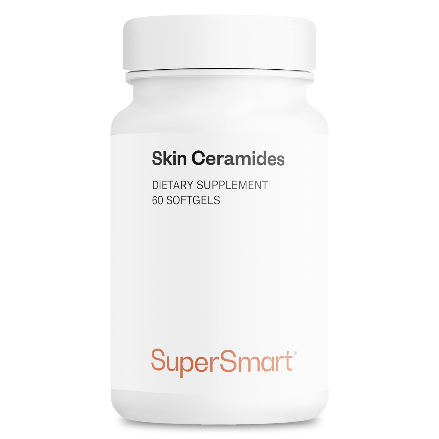 Supersmart Skin Ceramides (Patented) with Wheat Ceramides, Zinc - LipoWheat Phytoceramides Supplement - Skin Hydration & Protection, Non-GMO, 60 Softgels