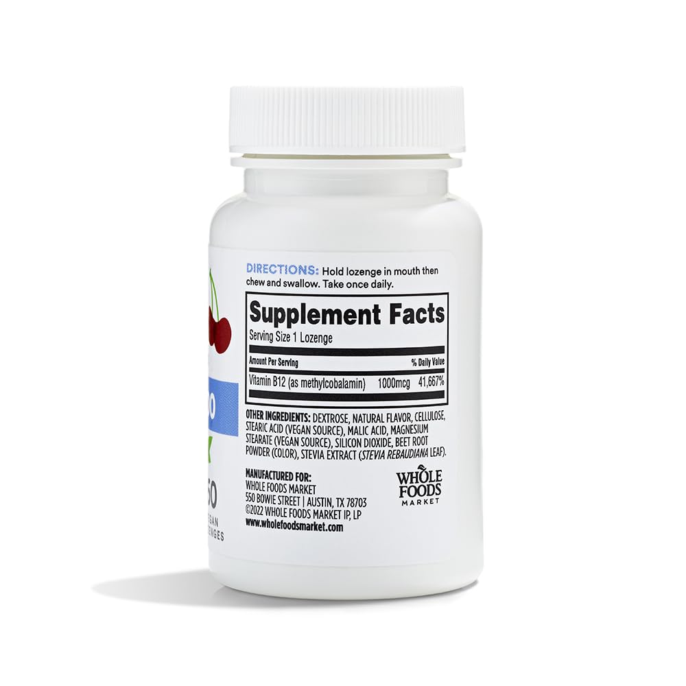 365 by Whole Foods Market Methyl B-12 Lozenges 1000mcg Cherry Flavor, 120 Lozenges